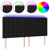 Vidaxl LED posteljno vzglavje črno 160x5x118/128 cm blago