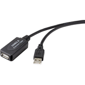 Renkforce Renkforce USB kabel USB 2.0 USB-A vtič\, USB-A vtičnica 5.00 m črna aktivno z ojačitvijo signala RF-4535052, (20416541)