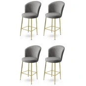 Hanah Home Set barskih stolica Fora, 4 dijela, Sivo-zlatna