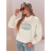 Bluza damska oversize z nadrukiem HAPIRES biała Dstreet