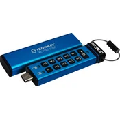 Kingston IronKey Keypad 200C/512GB/USB 3.2/USB-C/Modrá