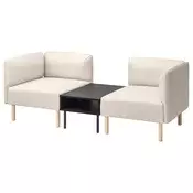 LILLEHEM Modul. sofa dvosed s pom. stocicem, Vissle bež/drvo