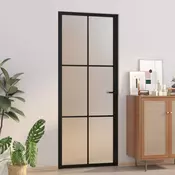 Vidaxl vidaXL Notranja vrata 83x201,5 cm črno matirano steklo in aluminij