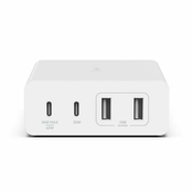 Belkin BOOST CHARGE 108W 4-portni stenski polnilnik USB-C Power Delivery GaN (USB-C 96W + USB-A 12W), bel