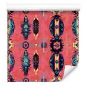 Boho koralno-rdeča tapeta za dnevno sobo in spalnico 50x1000 cm