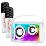 AVIZAR Bluetooth karaoke zvočnik za otroke z 2 mikrofonoma in RGB LED lučmi, Bela, (5000265198)