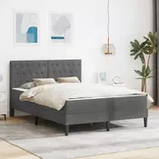 vidaXL Posteljni okvir z vzmetnico Temno siva 160 x 200 cm Žamet