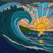 Rayher. Slikanje po številkah, Stained glass window The wave