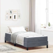 Vidaxl Postelja boxspring z vzmetnico Temno siva 80 x 210 cm Žamet
