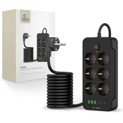 slomart Napajalni trak Tech-Protect PC6X6 6 vtičnic 240V + 3xUSB-A + 3xUSB-C 200cm - črn