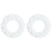 Vijenci s božicnim kuglicama 2 pcs Bijelo 33 x 33 x 7 cm