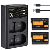 K&F EN-EL15 2000mAh Digital Camera Dual Battery with Dual Channel Charger, for Nikon Camera Charger
