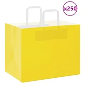 Vidaxl Papirnate vrečke 250 kosov z ročaji rumena 32x22x24 cm