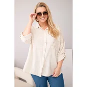 Majica Kesi Włoski Plus Size s čipko bež