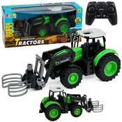 RC Traktor z prijemnikom za bale Daljinsko upravljanje Luči Zelena 1:24