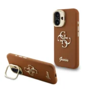 GUESS Cam Stand GUHCP16LPCS4GSW ovitek za iPhone 16 Pro s stojalom - rjav