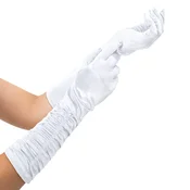 Satenaste rokavice za zabavo bele 42 cm