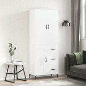 Vidaxl Visoka omara bela 69,5x34x180 cm inženirski les