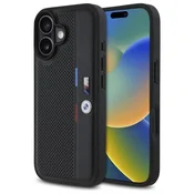slomart Etui BMW M Perforated Tricolor Detail Line za iPhone 16 - črno
