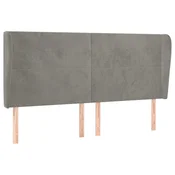 Vidaxl Vzglavje z ušesi svetlo sivo 203x23x118/128 cm žamet