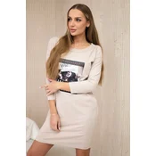 Dress with print Handle with beige color