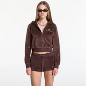 Mikina Sporty & Rich Juicy Script Velour Zip Hoodie Chocolate L