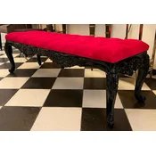Casa Padrino baroque bench red/black - Upholstered solid wood bench with fine velvet and rhinestones - Handmade baroque furniture - Noble & Magnificent