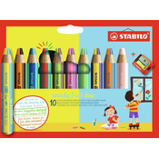 Stabilo Woody 3v1 duo set z brusilnikom 10 kosov