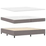Vidaxl Postelja z vzmetnico z vzmetnico z LED Taupe 200 x 200 cm blago