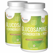 Essentials Glukozamin + hondroitin + MSM, visok odmerek, 480 kapsul
