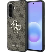 Ovitek Guess usnjena ovitek 4G s kovinskim logotipom za Samsung Galaxy A57 5G rjav