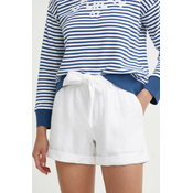 Lanene kratke hlače Polo Ralph Lauren boja: bijela, bez uzorka, visoki struk, 211806907