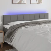 Vidaxl vidaXL Vzglavje postelje z LED diodo temno sivo 160x5x78/88 cm blago