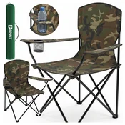shumee Zložljiv kamping ribiški stol, lahek, udoben, nasloni za roke, 120 kg, GO250, kamuflažna barva