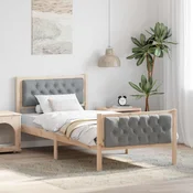 Krevetna konstrukcija s uzglavljem Svijetlo siva 90 x 190 cm