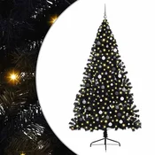 Vidaxl Umjetna preddekorirana božićna jelka Črna 240 cm PVC