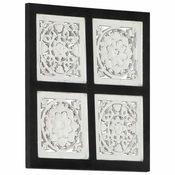 vidaXL Rucno rezbareni zidni panel MDF 40 x 40 x 1,5 cm crno-bijeli