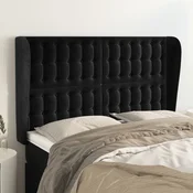 Vidaxl vidaXL Vzglavnik s krilci, črn 147x23x118/128 cm, žamet