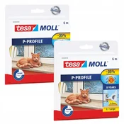 shumee TESA Samolepilno PVC tesnilo za okna, gumijasto, P profil, belo, 6 m x 2 kosa.