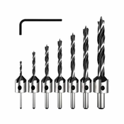 Silver Tools Set 7 svedrov za les 3-10 mm + nastavljiva konusna povrtala