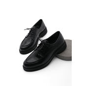 Marjin Womens Oxford Shoes with Lace-up Masculine Casual Shoes Nesan Black