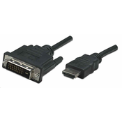 Manhattan HDMI-kabel DVI-D, Dual Link, 1 m, črn