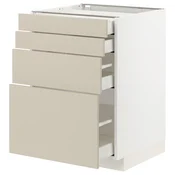METOD / MAXIMERA Podni element 4 fronta/4 fioke, bela/Havstorp bež, 60x60 cm