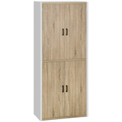 HOMCOM HOMCOM Lesena kuhinjska shramba iz MDF s 4 nastavljivimi policami, 4 vrati in napravo proti prevračanju, 80x40x182cm, les in bela, (20745532)