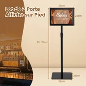 Costway Komplet 2 stojal za plakate 74x118 cm črno