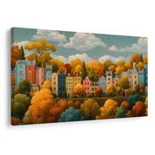 Slika jesensko mesto med drevesi - 60x40
