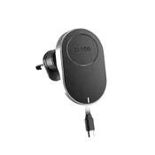 SBS Držalo za telefon SBS TESUPP15WRETRACABL, brezžični polnilnik 15W, MagSafe, uvlačljivi kabel, črno