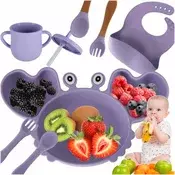 Otroška silikonska posoda komplet 9 kosov vijolična - Baby shower