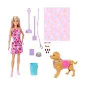 Lutka Barbie Malibu s kužkom za sprehod in opravljanje potrebe (JJB46)