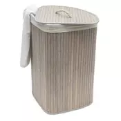 Autronic Koš za perilo bambus, kotni s pokrovom, siv (DB2002 GREY)